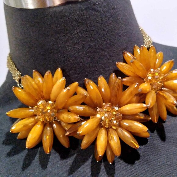 Vintage Retro Orange Flower Costume Jewelry Choker - Picture 1 of 3